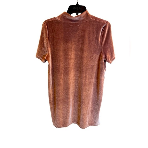 Madewell Velvet Mini Dress L Rose Pink Mock Neck Y2K Soft Girl Party Date Night - Picture 2 of 3